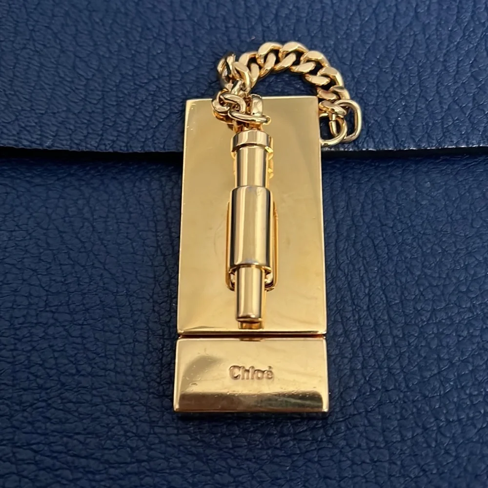 Chloe Drew Navy Leather Shoulder Bag, worn twice